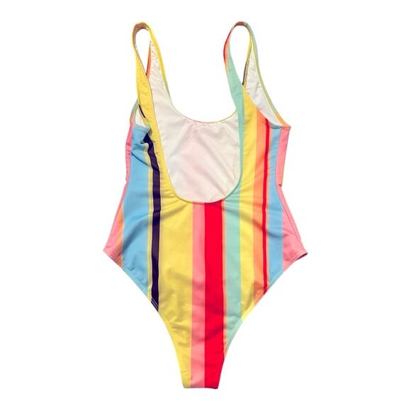 NEW ZARA ONE PIECE SWIM SUIT RAINBOW STRIPE SMALL - Picture 6 of 7